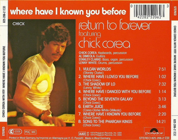 Return To Forever Featuring Chick Corea - Where Have I Known You Before | Polydor (825 206-2) - 2