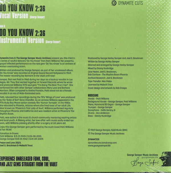 Patti Williams - Do You Know | Dynamite Cuts (DYNAM7125)