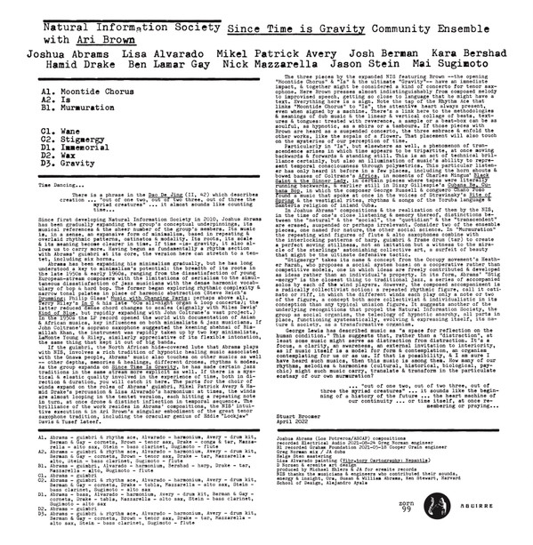 Joshua Abrams Natural Information Society With Ari Brown - Since Time Is Gravity | Aguirre Records (zorn99) - 2 Joshua Abrams Natural Information Society With Ari Brown - Since Time Is Gravity | Aguirre Records (zorn99) - 2