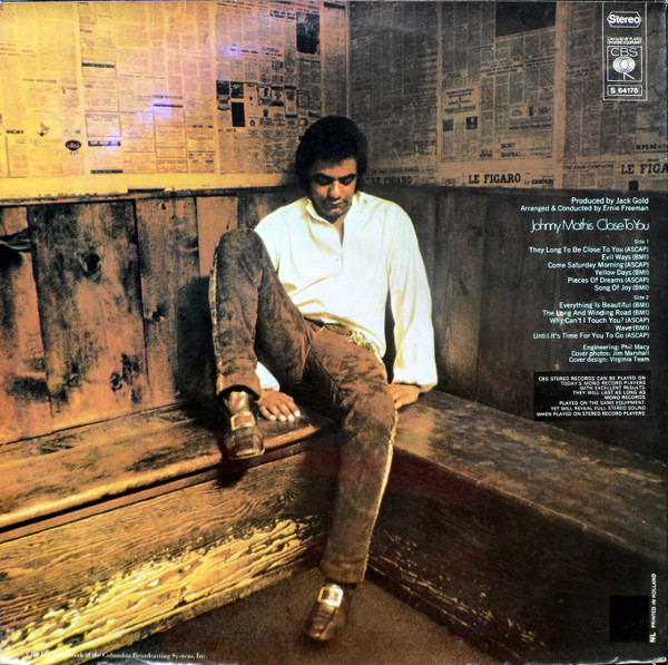Johnny Mathis - Close To You | CBS (S 64176) - 2