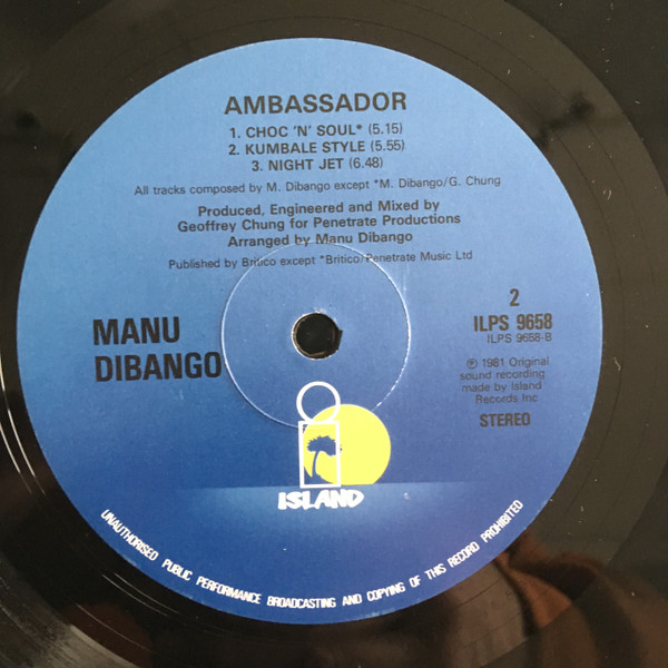 Manu Dibango - Ambassador | Island Records (ILPS 9658) - 4