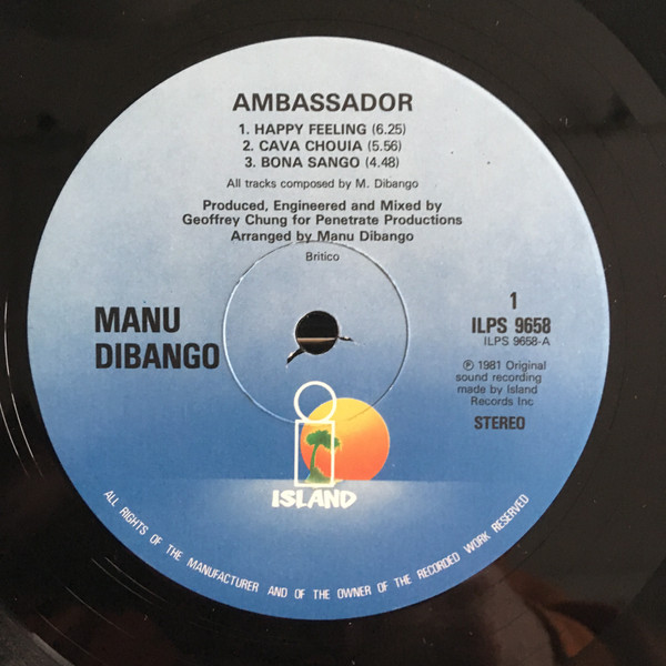Manu Dibango - Ambassador | Island Records (ILPS 9658) - 3