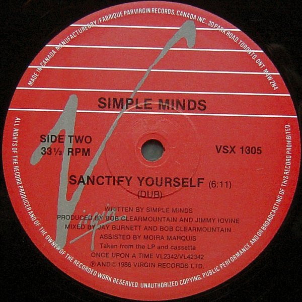Simple Minds - Sanctify Yourself (Extended Mix) | Virgin (VSX 1305) - 4