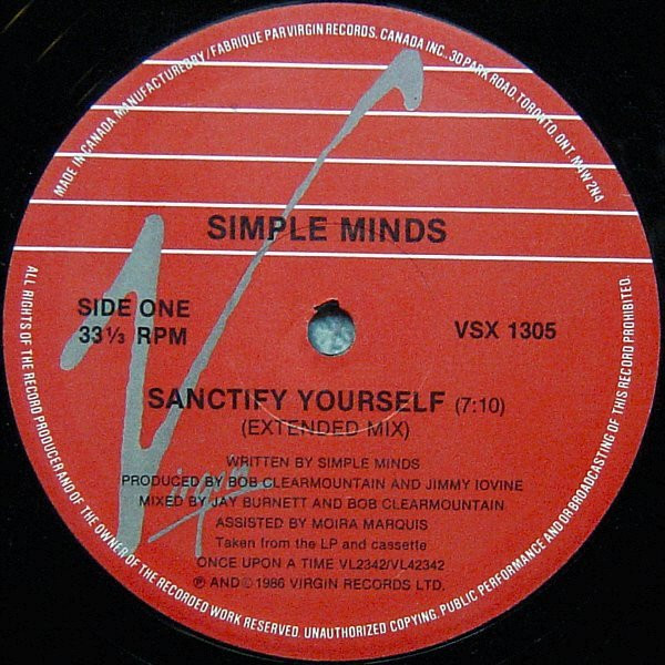 Simple Minds - Sanctify Yourself (Extended Mix) | Virgin (VSX 1305) - 3