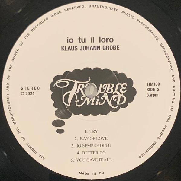 Klaus Johann Grobe - Io Tu Il Loro | Trouble In Mind (TIM189) - 4 Klaus Johann Grobe - Io Tu Il Loro | Trouble In Mind (TIM189) - 4