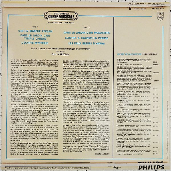 Albert W. Ketelbey - Stuttgarter Philharmoniker Direction : Fritz Mareczek - Sur Un Marché Persan - Dans Le Jardin D'Un Monastère | Philips (839.800 GSY) - 2