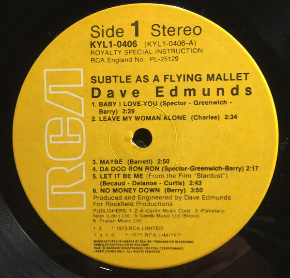Dave Edmunds - Subtle As A Flying Mallet | RCA Victor (KYL1-0406) - 3