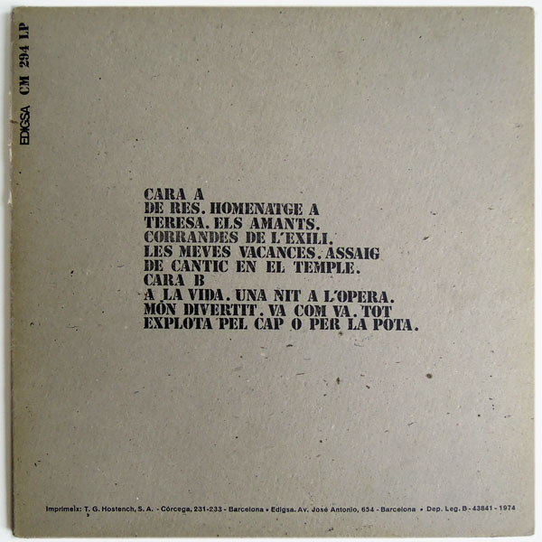 Ovidi Montllor - A Alcoi | Edigsa (CM 294 LP) - 2 Ovidi Montllor - A Alcoi | Edigsa (CM 294 LP) - 2