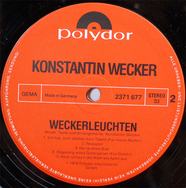 Konstantin Wecker - Weckerleuchten | Polydor (2371 677)