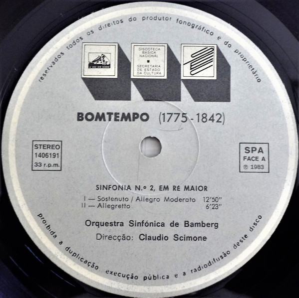 João Domingos Bomtempo – Bamberger Symphoniker , Claudio Scimone - Sinfonia N.º 2, Em Ré Maior | A Voz do Dono (11 C 051 40619) - 3