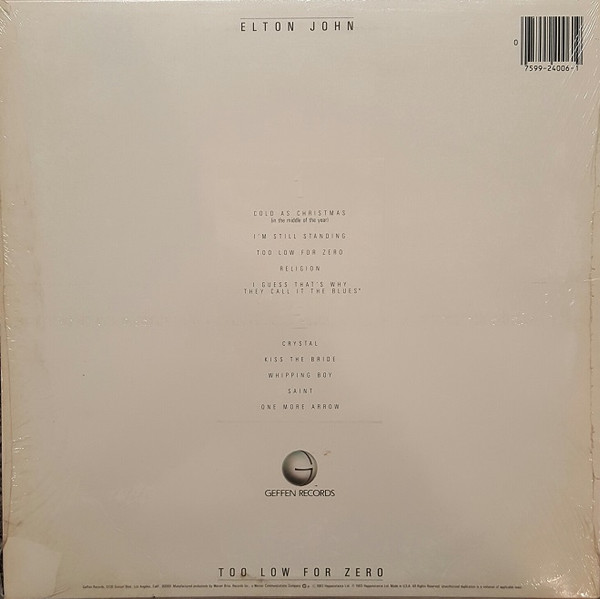 Elton John - Too Low For Zero | Geffen Records (GHS 4006) - 2 Elton John - Too Low For Zero | Geffen Records (GHS 4006) - 2