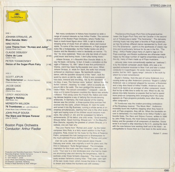 Arthur Fiedler , Boston Pops Orchestra - Boston Pops Encores Classical & Pop | Deutsche Grammophon (2584 018) - 2 Arthur Fiedler , Boston Pops Orchestra - Boston Pops Encores Classical & Pop | Deutsche Grammophon (2584 018) - 2