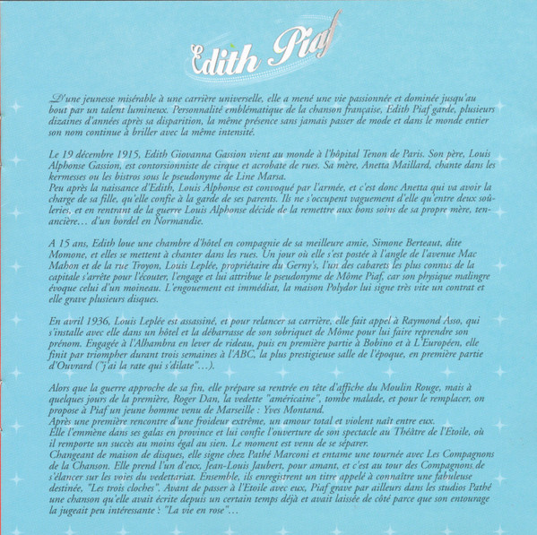 Edith Piaf - Eternelle - Les Plus Grandes Chansons D'Edith Piaf | Universal (07243 592370-2) - 3