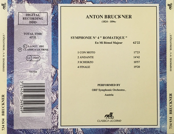 Anton Bruckner - Symphonie Nº 4 " Romantique " | Classica Licorne (734 934) - 2