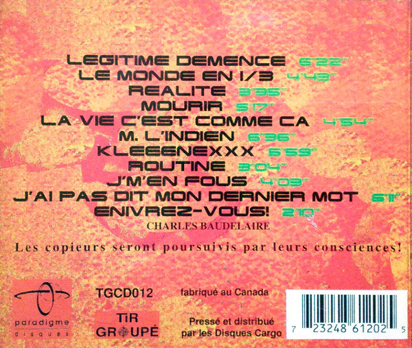 French B - Légitime Démence [CD] | Tir Groupé (TGCD012) - 2