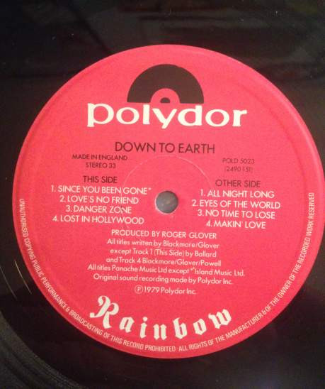 Rainbow - Down To Earth | Polydor (POLD 5023) - 4
