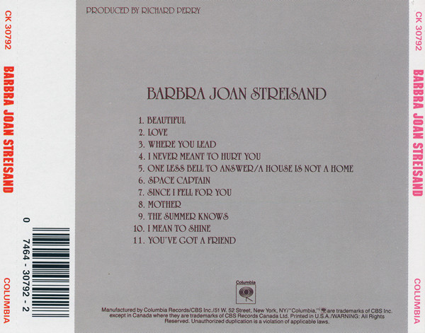 Barbra Streisand - Barbra Joan Streisand | Columbia (CK 30792) - 3