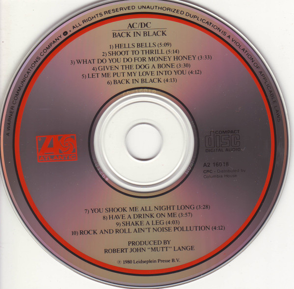 AC/DC - Back In Black [CD] | Atlantic (A2 16018) - 2