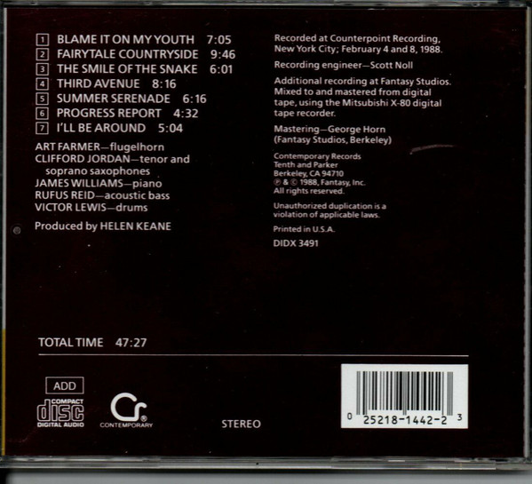 Art Farmer Quintet - Blame It On My Youth | Contemporary Records (CCD-14042-2) - 2