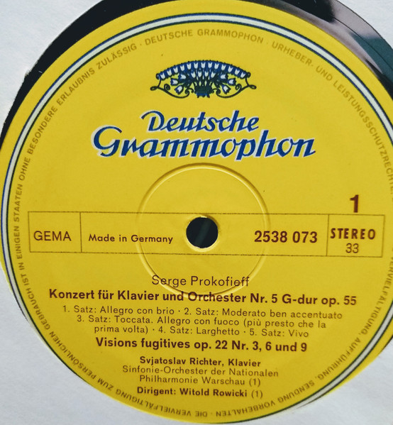 Sviatoslav Richter , Sergei Prokofiev - Piano Concerto No.5 / Sonata No.8 / Visions Fugitives Op.22 Nos. 3,6,9 | Deutsche Grammophon (2538 073) - 4 Sviatoslav Richter , Sergei Prokofiev - Piano Concerto No.5 / Sonata No.8 / Visions Fugitives Op.22 Nos. 3,6,9 | Deutsche Grammophon (2538 073) - 4