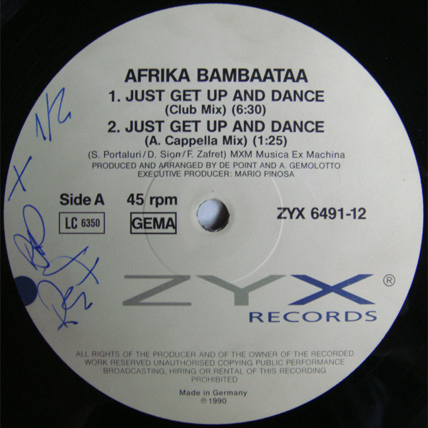 Afrika Bambaataa - Just Get Up And Dance | ZYX Records (ZYX 6491-12) - 3
