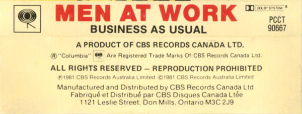 Men At Work - Business As Usual | Columbia (PCCT 90667) - 2 Men At Work - Business As Usual | Columbia (PCCT 90667) - 2