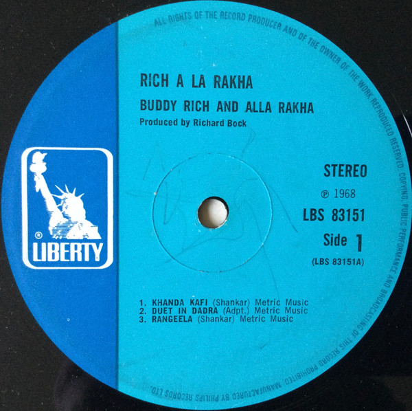 Buddy Rich And Alla Rakha - Rich À La Rakha | Liberty (LBS 83151E) - 3 Buddy Rich And Alla Rakha - Rich À La Rakha | Liberty (LBS 83151E) - 3
