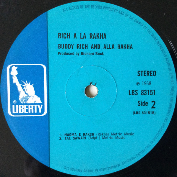 Buddy Rich And Alla Rakha - Rich À La Rakha | Liberty (LBS 83151E) - 4 Buddy Rich And Alla Rakha - Rich À La Rakha | Liberty (LBS 83151E) - 4