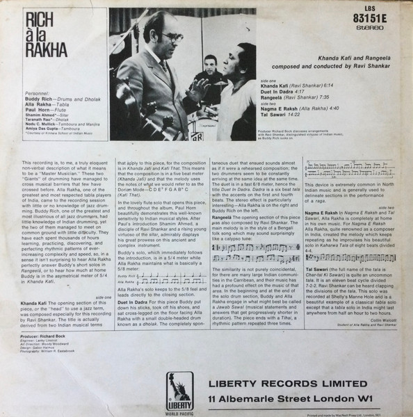 Buddy Rich And Alla Rakha - Rich À La Rakha | Liberty (LBS 83151E) - 2 Buddy Rich And Alla Rakha - Rich À La Rakha | Liberty (LBS 83151E) - 2