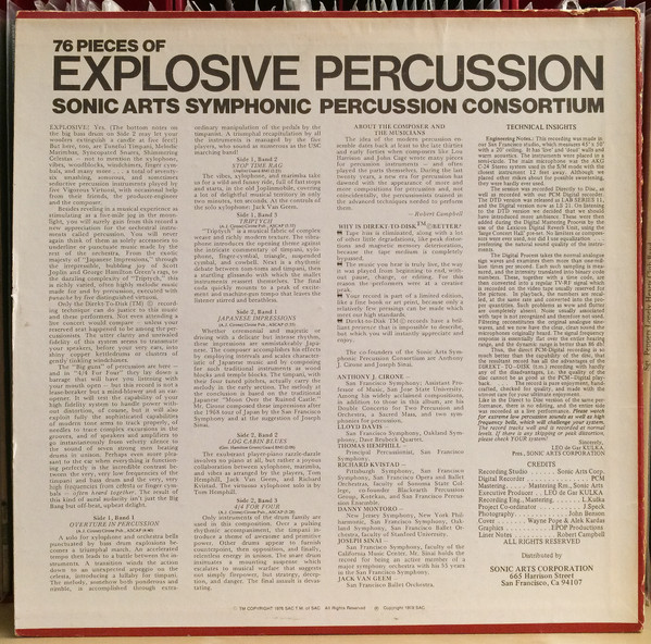 Sonic Arts Symphonic Percussion Consortium - 76 Pieces Of Explosive Percussion | Sonic Arts (LS 21) - 2