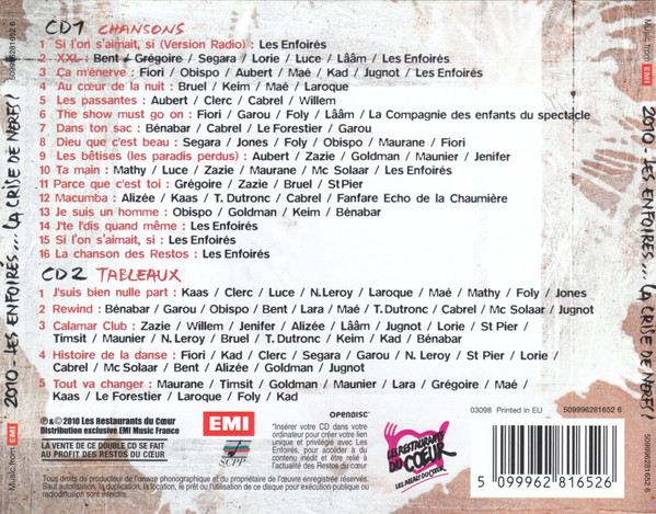Les Enfoirés - 2010 - Les Enfoirés... La Crise De Nerfs ! | EMI (509996281652 6) - 4