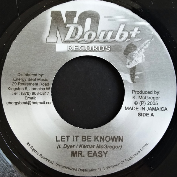 Mr. Easy - Let It Be Known | No Doubt Records (none) - main