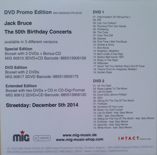 Jack Bruce - Rockpalast: The 50th Birthday Concerts | MIG (MIG 80000023 PR 2DVD) - 2