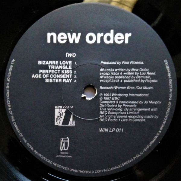 New Order - BBC Radio 1 Live In Concert | Windsong International (WIN LP 011) - 4 New Order - BBC Radio 1 Live In Concert | Windsong International (WIN LP 011) - 4