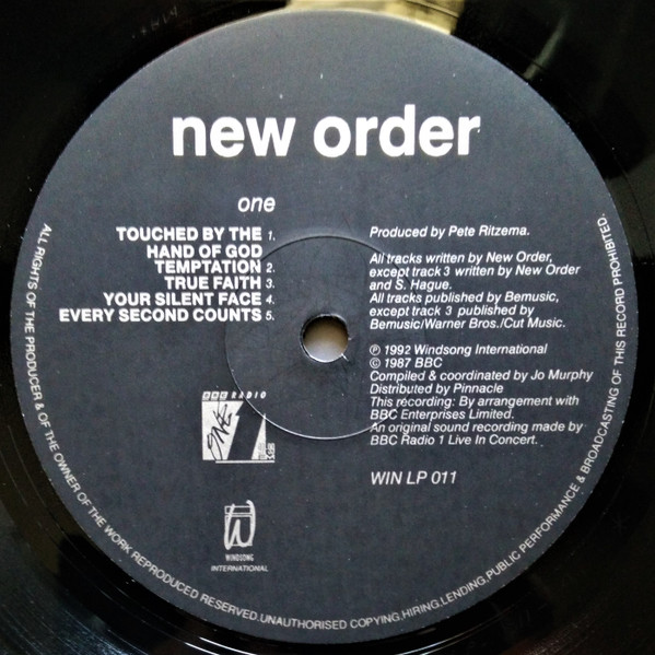 New Order - BBC Radio 1 Live In Concert | Windsong International (WIN LP 011) - 3 New Order - BBC Radio 1 Live In Concert | Windsong International (WIN LP 011) - 3