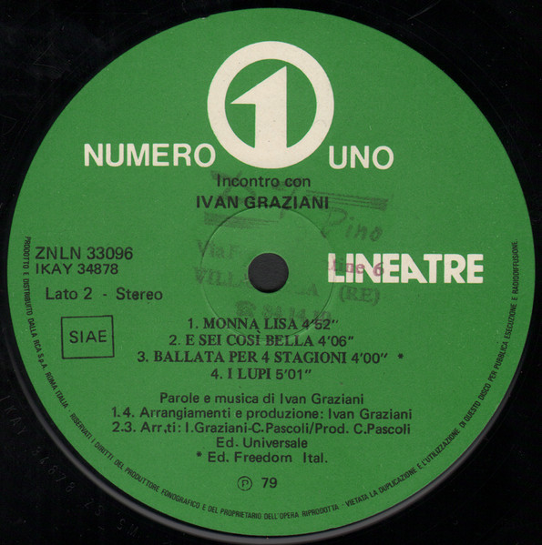 Ivan Graziani - Incontro Con Ivan Graziani | Numero Uno (ZNLN 33096) - 4
