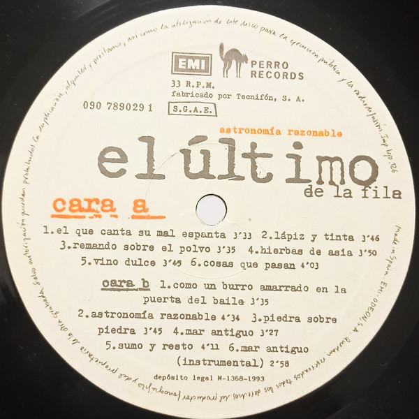 El Último De La Fila - Astronomía Razonable | Perro Records (090 789029 1) - 3