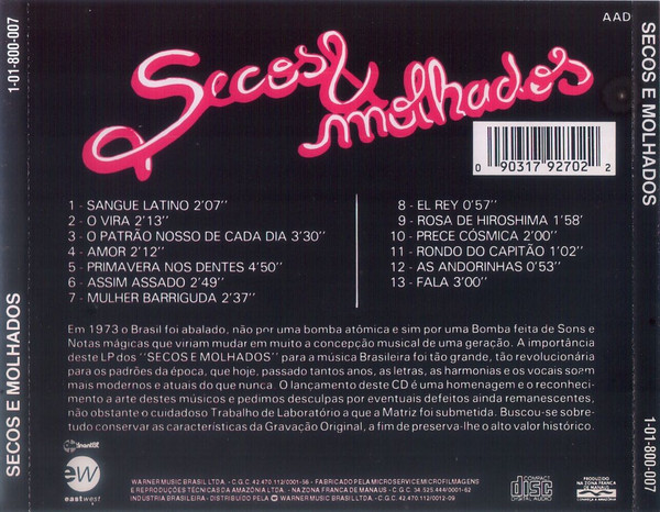 Secos & Molhados - A Volta De Secos & Molhados | Continental (1-01-800-007) - 2