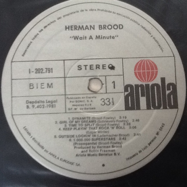 Herman Brood - Wait A Minute... - Vinilo | Ariola (I-202.791) - 3 Herman Brood - Wait A Minute... - Vinilo | Ariola (I-202.791) - 3