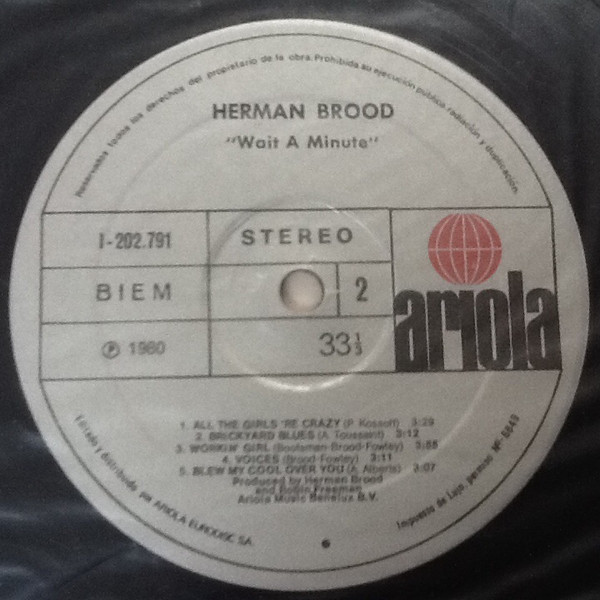 Herman Brood - Wait A Minute... - Vinilo | Ariola (I-202.791) - 4 Herman Brood - Wait A Minute... - Vinilo | Ariola (I-202.791) - 4