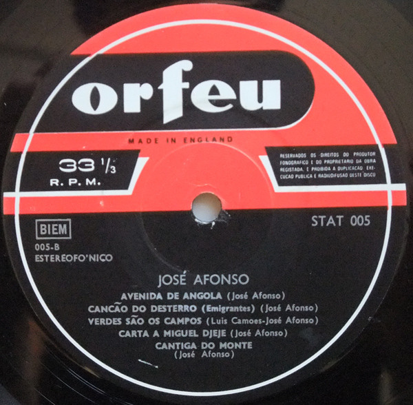 José Afonso - Traz Outro Amigo Também | Orfeu (STAT 005) - 2 José Afonso - Traz Outro Amigo Também | Orfeu (STAT 005) - 2