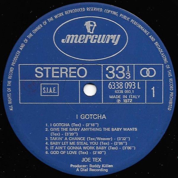 Joe Tex - I Gotcha | Mercury (6338 093 L) - 3 Joe Tex - I Gotcha | Mercury (6338 093 L) - 3