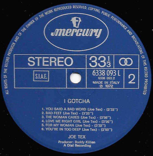 Joe Tex - I Gotcha | Mercury (6338 093 L) - 4 Joe Tex - I Gotcha | Mercury (6338 093 L) - 4