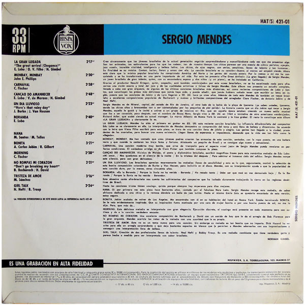 Sérgio Mendes - The Great Arrival | Atlantic (HAT 421-01) - 2