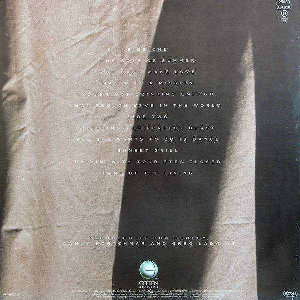 Don Henley - Building The Perfect Beast | Geffen Records (GEF 25939) - 2