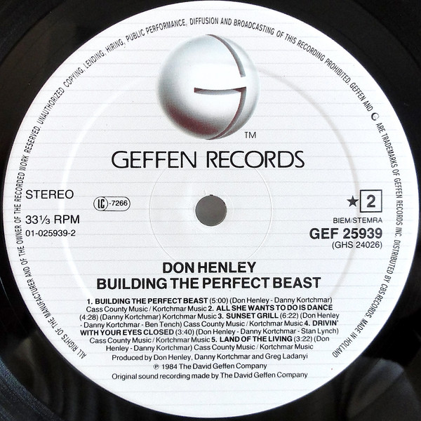Don Henley - Building The Perfect Beast | Geffen Records (GEF 25939) - 4