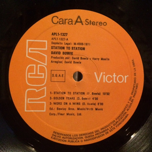 David Bowie - Station To Station | RCA Victor (APL1-1327) - 3 David Bowie - Station To Station | RCA Victor (APL1-1327) - 3