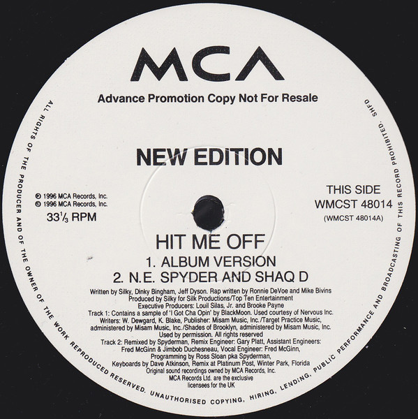 New Edition - Hit Me Off (Promo 1) | MCA Records (WMCST 48014)