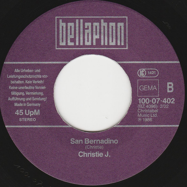 Christie - Yellow River / San Bernadino | Bellaphon (100·07·402) - 4
