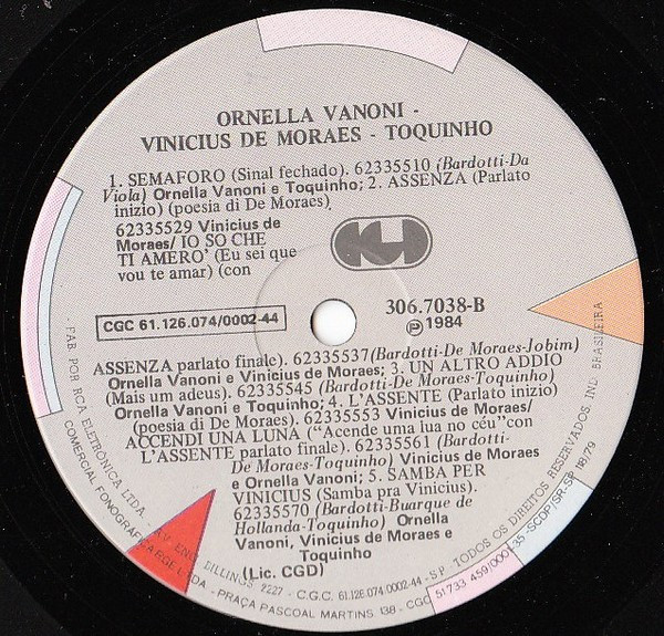 Ornella Vanoni - Vinicius De Moraes - Toquinho - La Voglia La Pazzia L'Incoscienza L'Allegria | RGE (306.7038) - 3 Ornella Vanoni - Vinicius De Moraes - Toquinho - La Voglia La Pazzia L'Incoscienza L'Allegria | RGE (306.7038) - 3